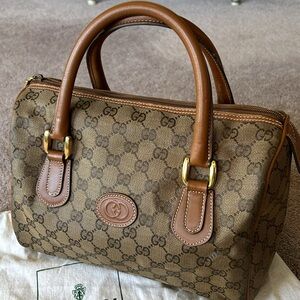 Authentic Gucci Brown Monogram Boston Bag
